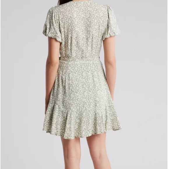 Row A Floral Puff Sleeve Wrap Minidress - Picture 2 of 13